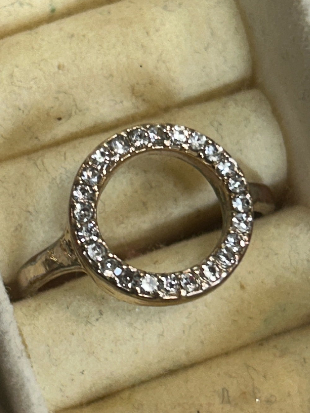 Open Circle Pavé Ring in Gold with Clear Stones - Women's Jewelry